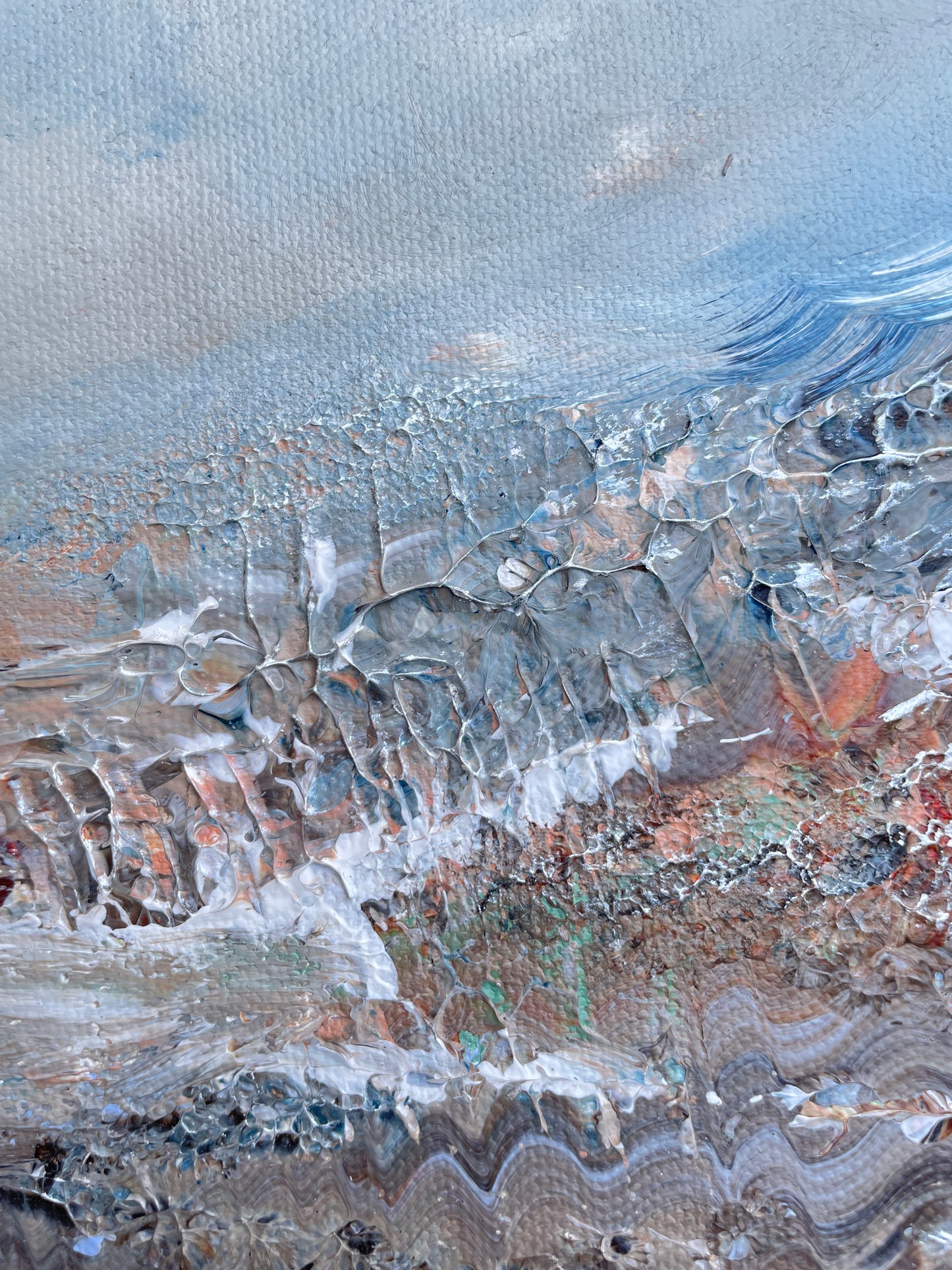"Smögen" 3 minitavlor - abstrakt nordisk naturkänsla 20x20 cm x 3