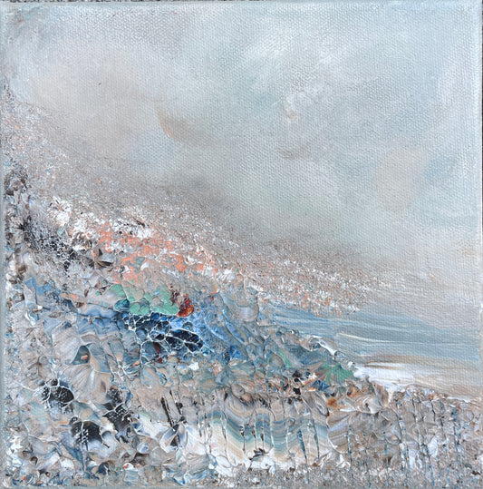 "Smögen" 3 minitavlor - abstrakt nordisk naturkänsla 20x20 cm x 3