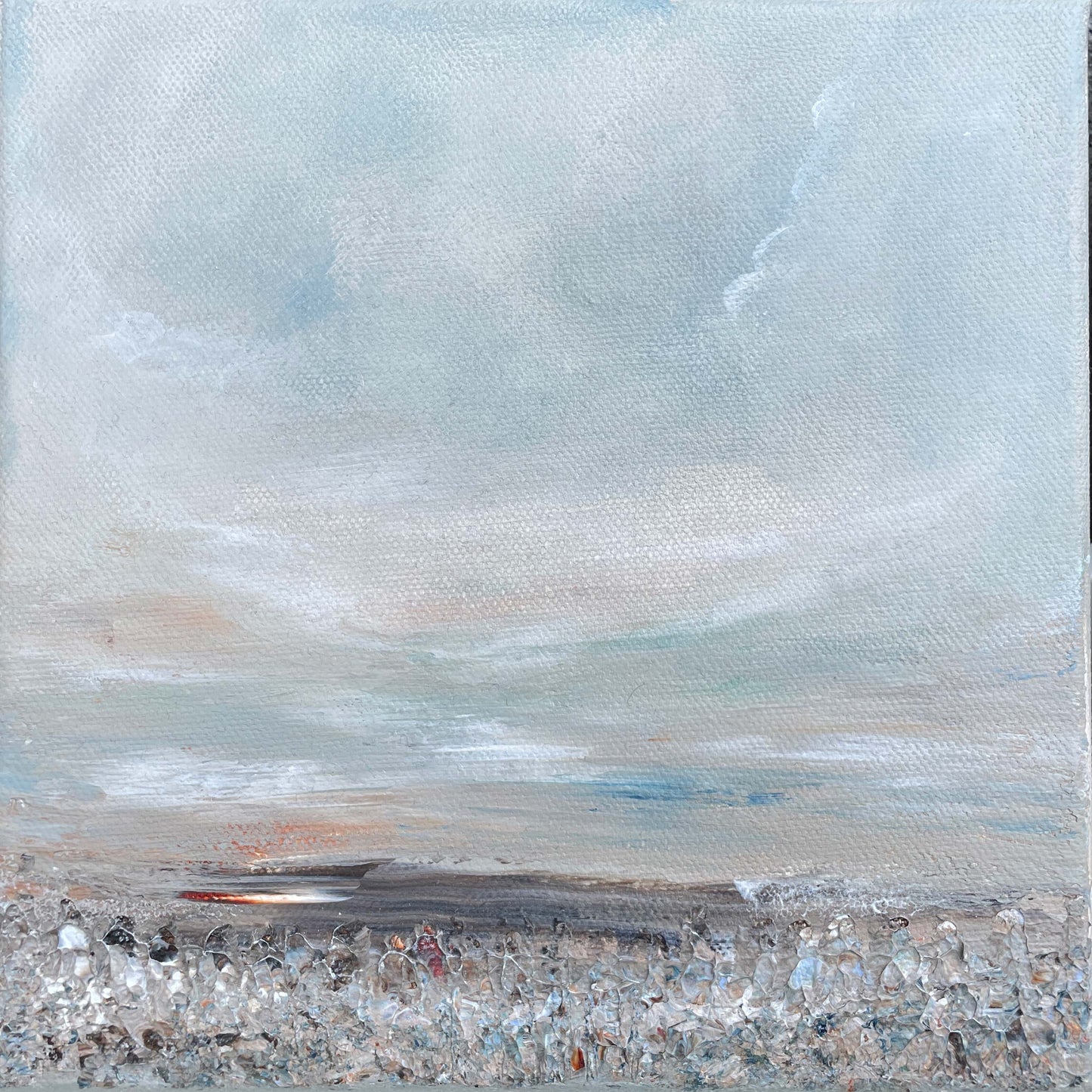 "Smögen" 3 minitavlor - abstrakt nordisk naturkänsla 20x20 cm x 3